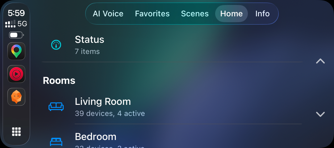 CarPlay smart home dashboard