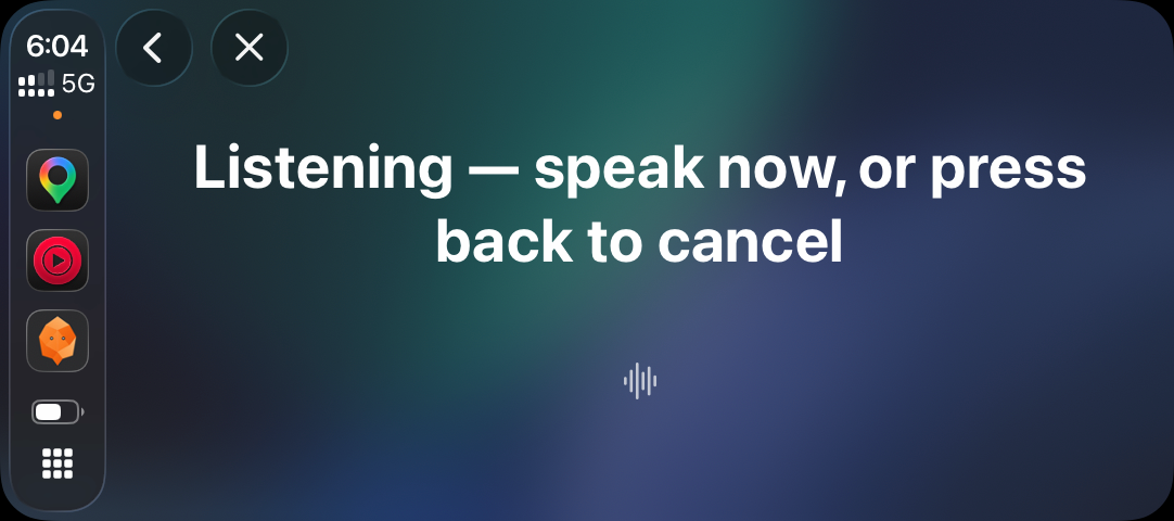 CarPlay listening for voice input