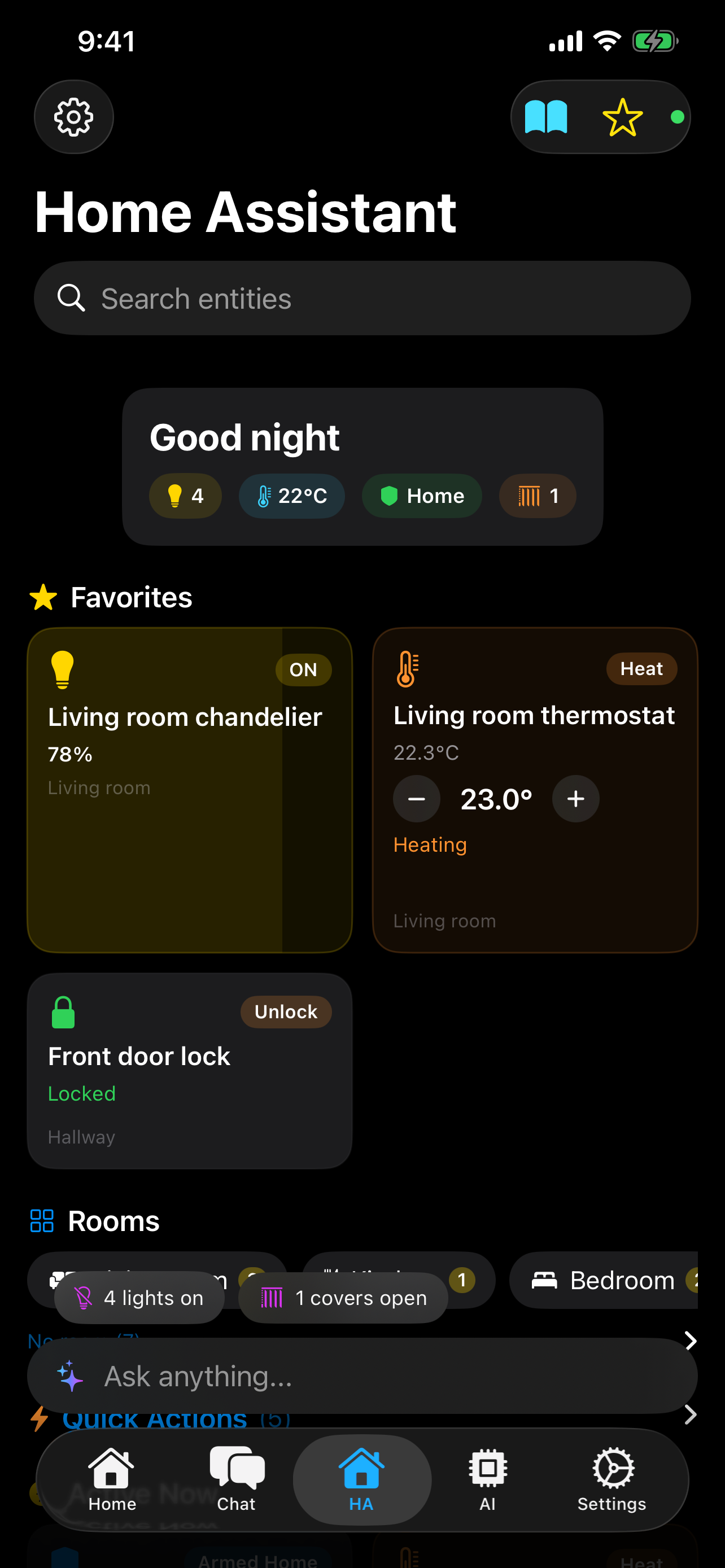 AskWatch Home Assistant dashboard