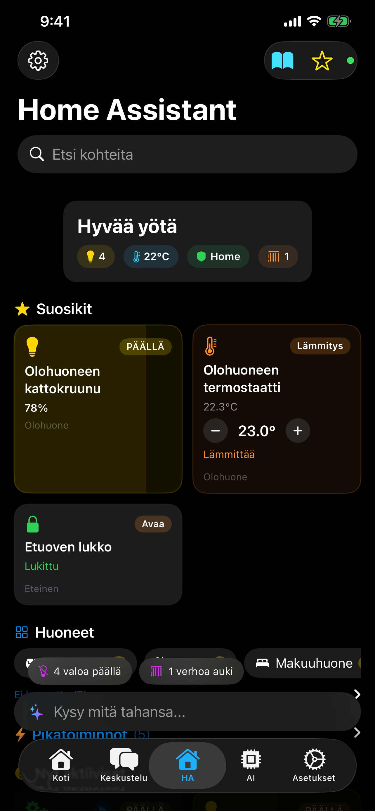 Älykodin ohjauspaneeli