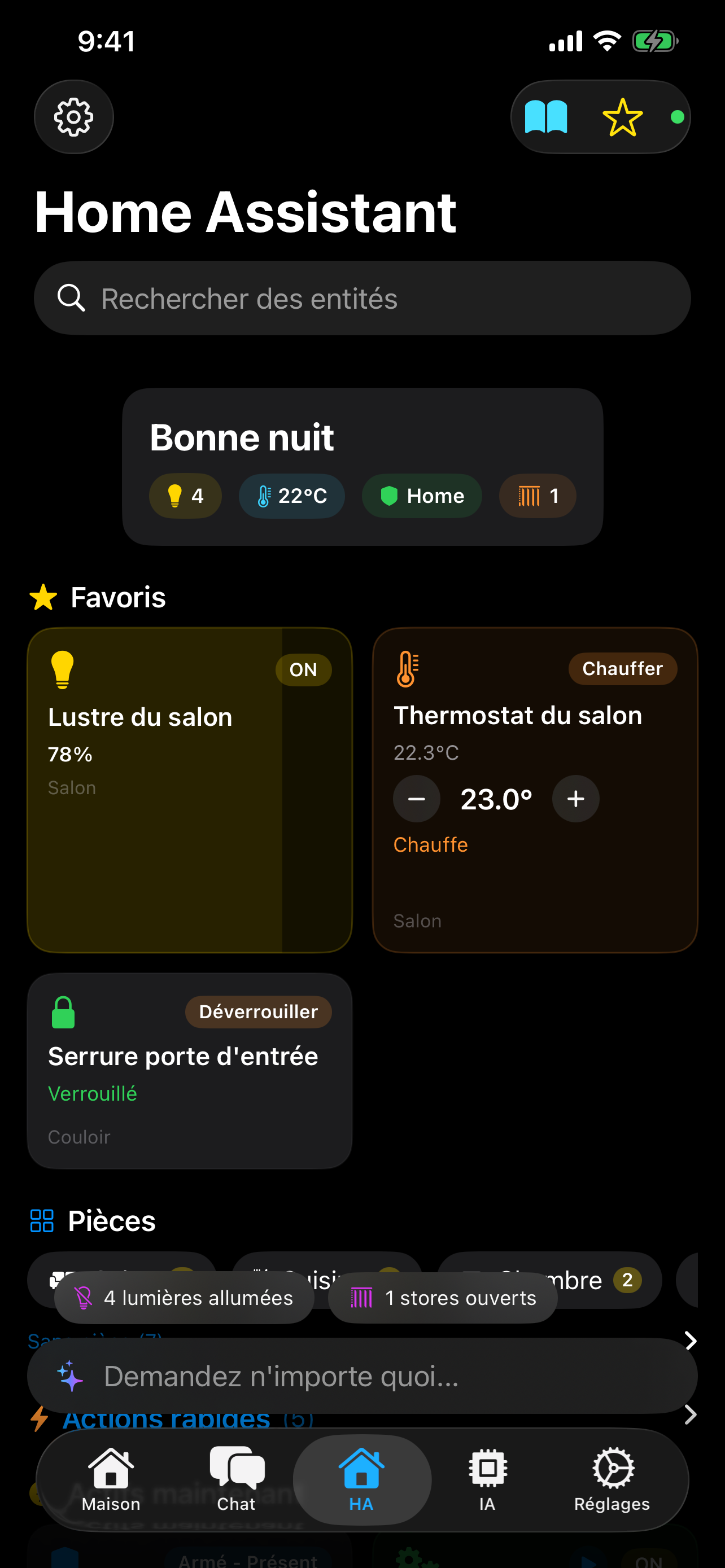 Tableau de bord domotique