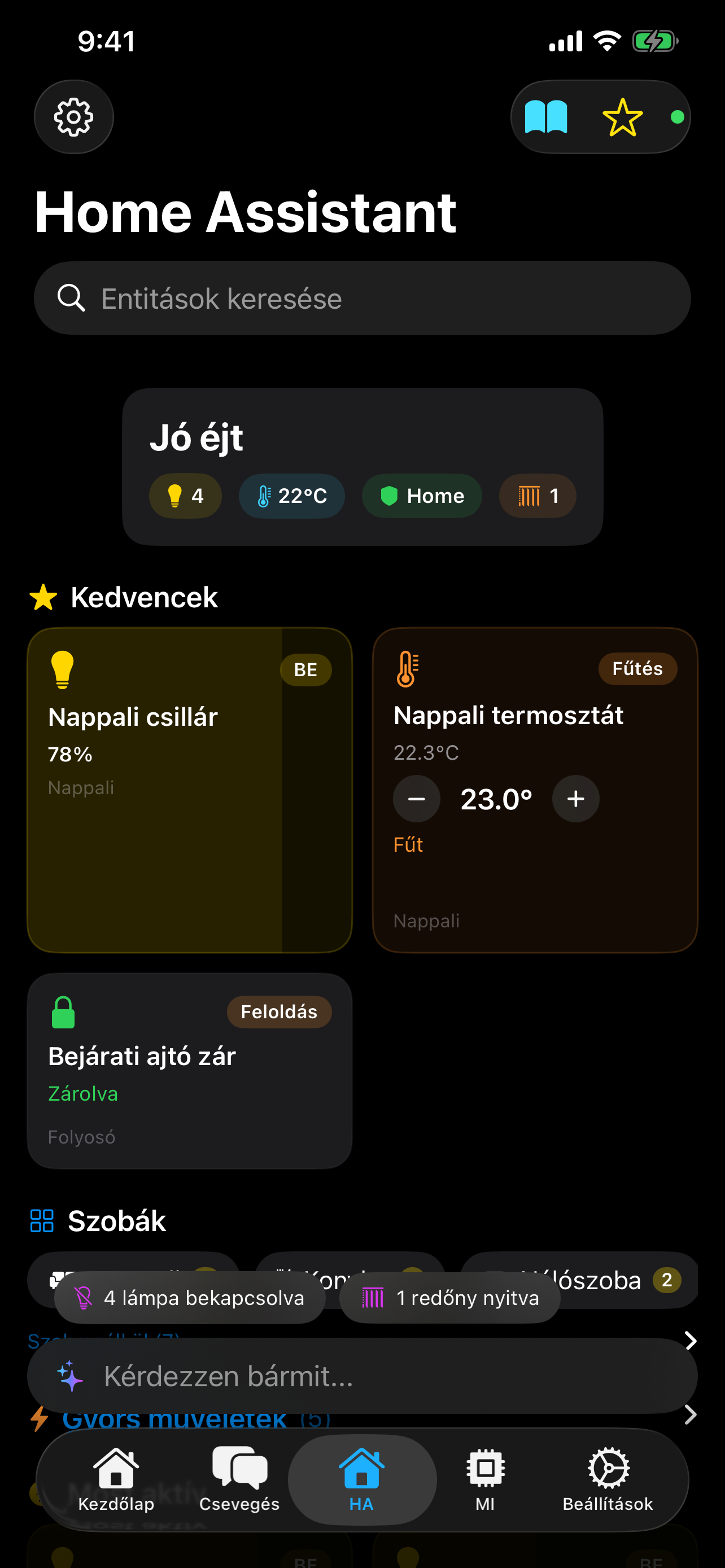 Okosotthon vezérlőpult