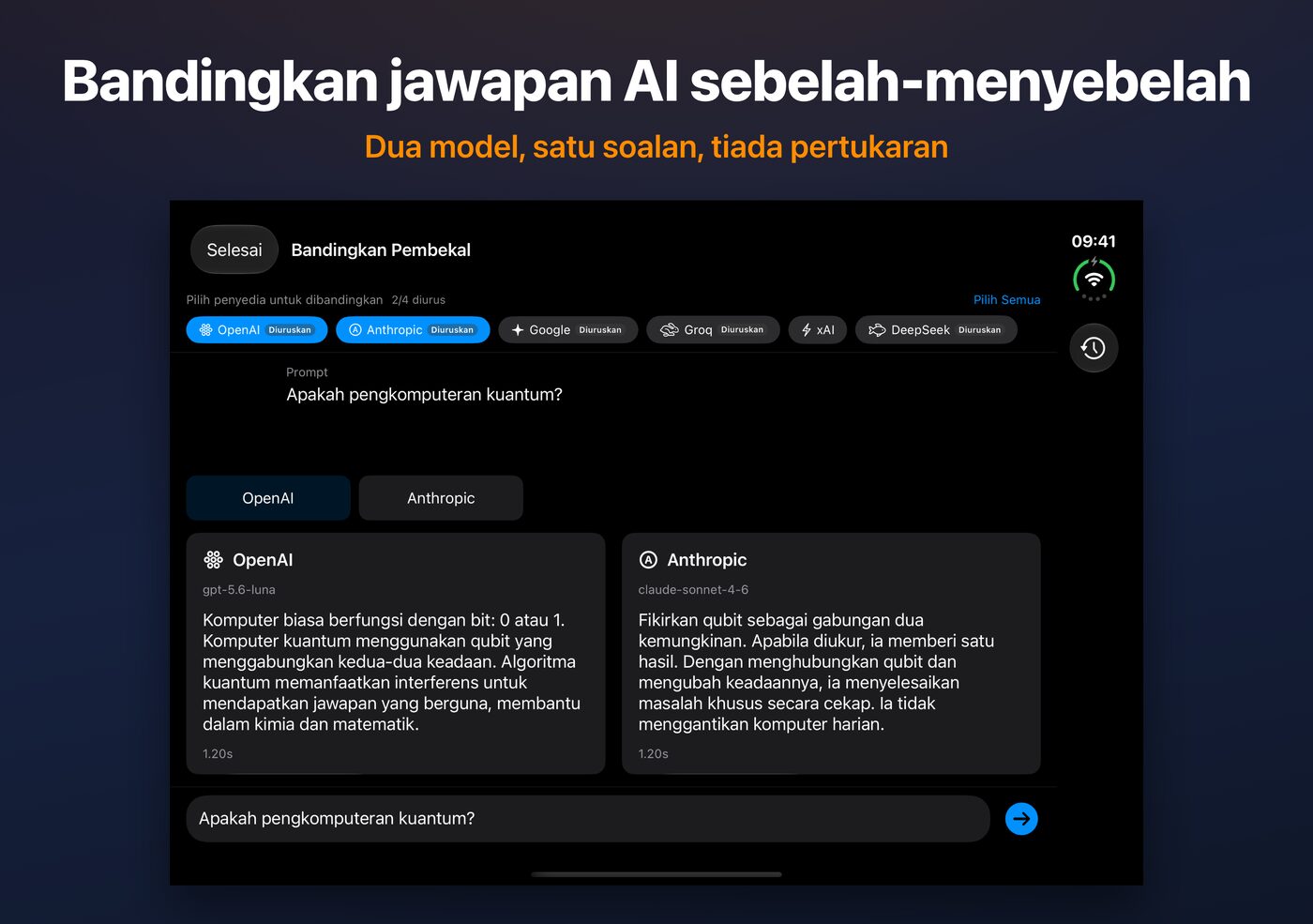 Bandingkan AskWatch pada iPhone Duo: dua jawapan AI untuk satu soalan, bersebelahan
