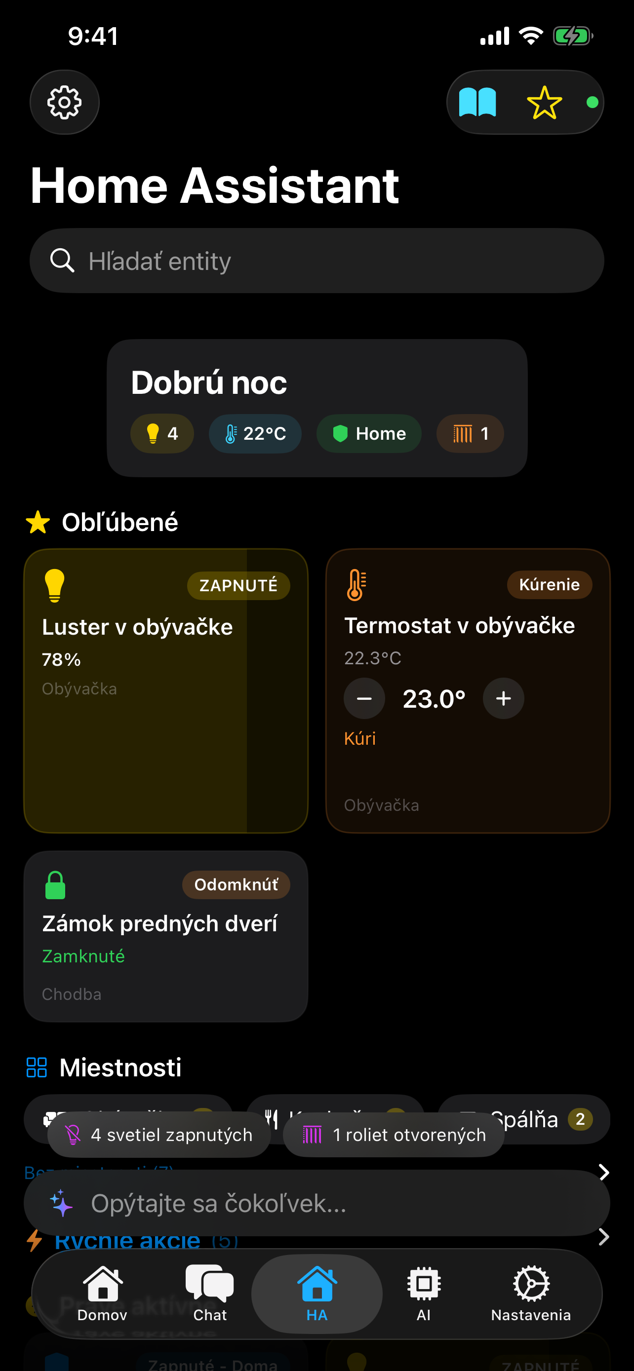 Ovládací panel inteligentnej domácnosti